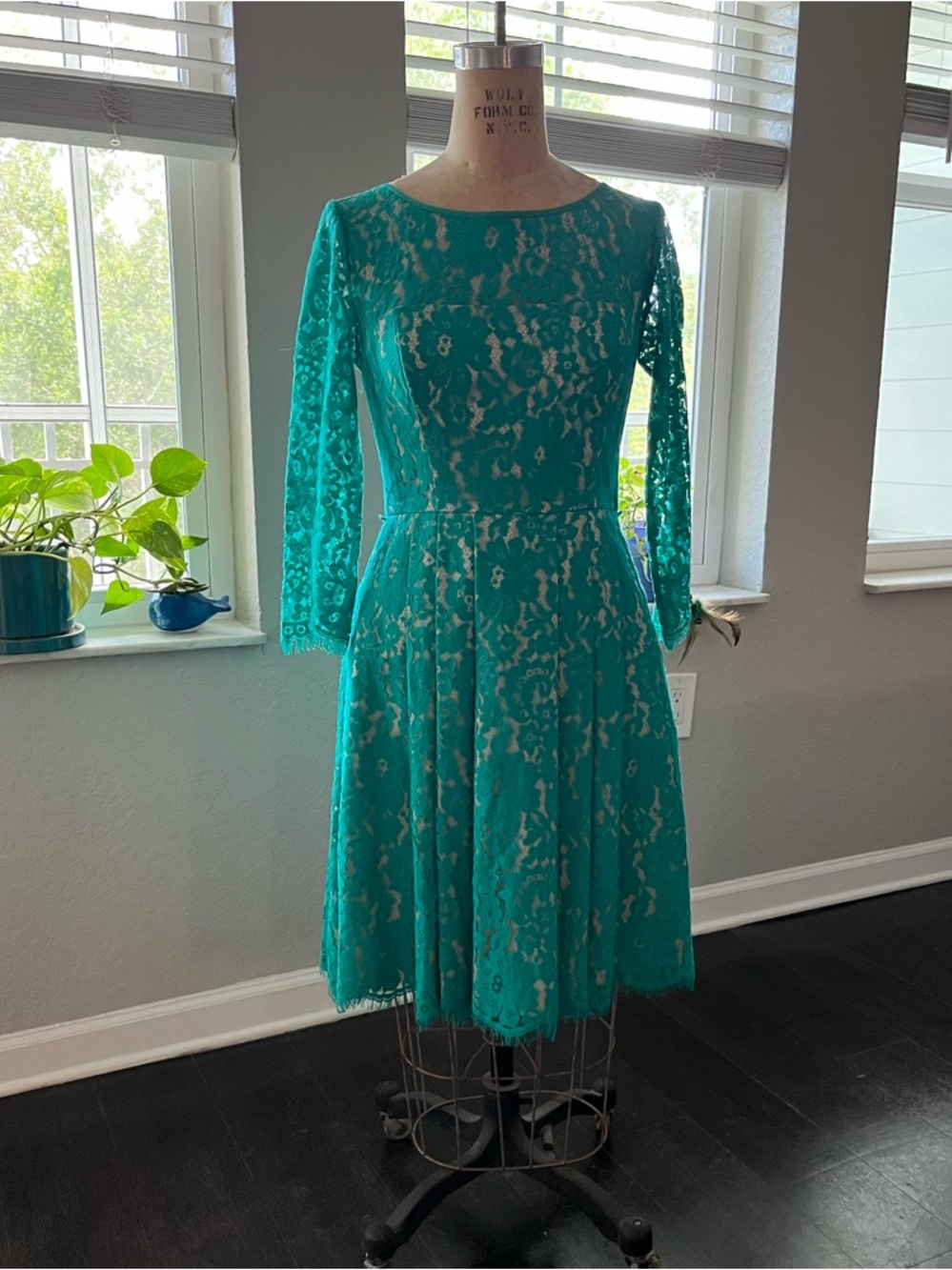 Teal Lace pleated Women's Dress Eliza J